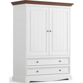 Šatní skříň Skříň 2-dvéřová LUNO nízká bílá/ořech