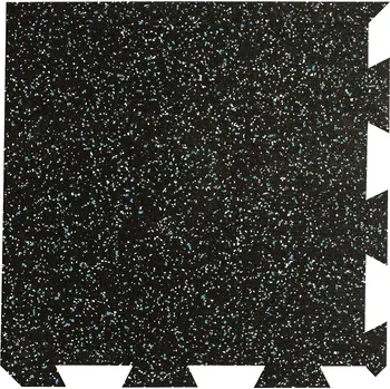 Rohožka Černo-bílo-modrá gumová podlahová deska (puzzle - roh) FLOMA FitFlo SF1050 - délka 50 cm, šířka 50 cm, výška 1,6 cm