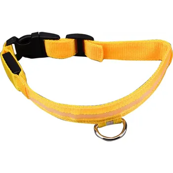 Obojek pro psa LED SVÍTÍCÍ OBOJEK 34-42cm ŽLUTÝ AG232B