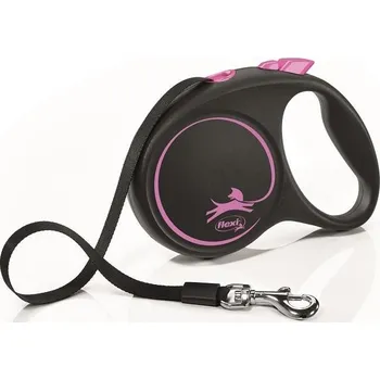 Vodítko pro psa flexi Black Design pásek-růžová