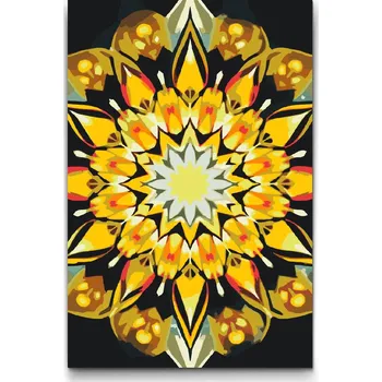 Malování podle čísel - Mandala v barvách slunce Velikost: 20x30cm, Rámování: Pouze srolované plátno