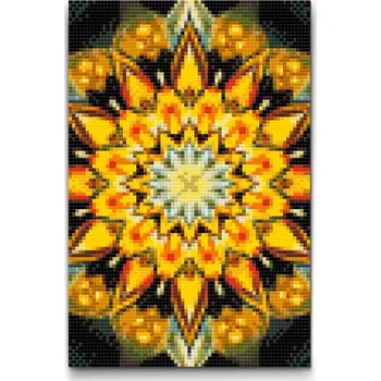 Diamantové malování Diamantové malování - Mandala v barvách slunce Velikost: 40x60cm, Rámování: Pouze srolované plátno, Diamanty: Kulaté