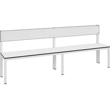 Zahradní lavice Šatní lavice Basic, s opěrkou, sedák bílý, š 1960 mm
