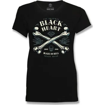 Dámské tričko Dámské Triko BLACK HEART BONES Barva: Černá, Velikost: XL - XL