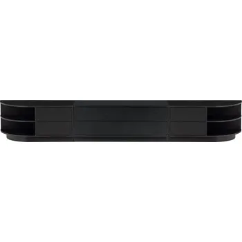 Televizní stolek Černý modulární TV stolek z borovicového dřeva 256x40 cm Finca – WOOOD ID_1661256