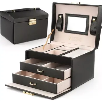 Šperkovnice LUXUSNÍ ŠPERKOVNICE NA HODINKY A ŠPERKY S ZRCÁTKEM PD49CZ