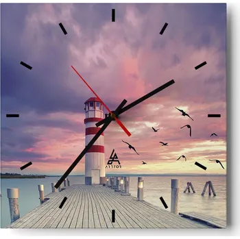 Hodiny Velké nástěnné hodiny na zeď 40x40 Lucerna Skleněné hodiny Čtvercové Tiché