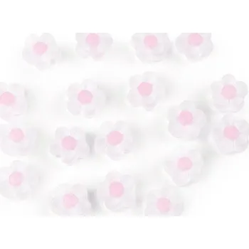 Korálek Plastové korálky květ matný Ø13 mm, barva 2 růžová nejsv.