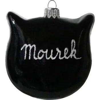 Vánoční dekorace Skleněný medailon kočka černý se jménem