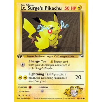 Karetní hra Lt. Surge's Pikachu GH 81/132 (stav NM-/EX+)
