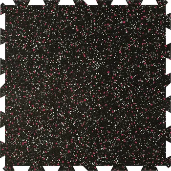Rohožka Černo-bílo-červená gumová podlahová deska (puzzle - střed) FLOMA FitFlo SF1050 - délka 100 cm, šířka 100 cm, výška 1,6 cm