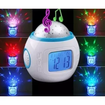 Budík NOČNÍ LAMPIČKA BUDÍK ROBOT PROJEKTOR TEPLOMĚR AK234