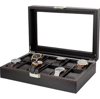 Šperkovnice BOX NA HODINKY POUZDRO NA 12KS HODINEK KARBON PD48
