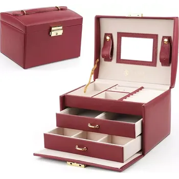 Šperkovnice LUXUSNÍ ŠPERKOVNICE NA HODINKY A ŠPERKY S ZRCÁTKEM PD49BOR