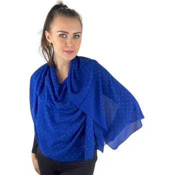Šátek Dámský šátek 90 x 175 cm Ozdobné kamínky - tmavě modrý