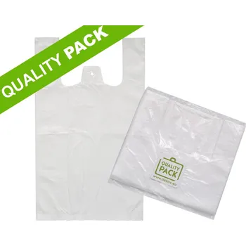 Jednorázové nádobí Taška HDPE 4kg 25+12x45cm 8mi bílá QUALITY PACK - 2000 ks