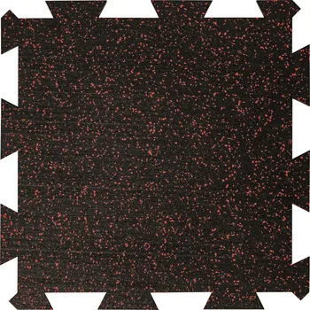 Rohožka Černo-červená gumová podlahová deska (puzzle - střed) FLOMA FitFlo SF1050 - délka 50 cm, šířka 50 cm, výška 0,8 cm
