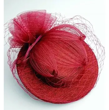 Ozdoba do vlasů Fascinátor - společenský klobouček a pineta 2v1 - vínová