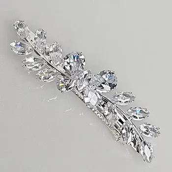 Ozdoba do vlasů Francouzská štrasová spona - stříbrná -7cm