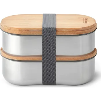Jídlonosič Black+Blum Bento svačinový box s bambusovým víkem a vidličkou 1 l, grey, BAM-BT-L016