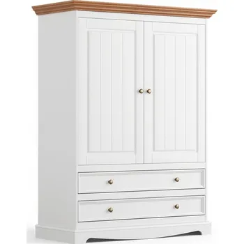 Šatní skříň Skříň 2-dvéřová LUNO nízká bílá/dub