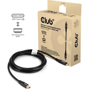 Kabel do PC Club3D Kabel USB-C na MiniDisplayPort 2.1, 8K30Hz, DSC1.2, UHBR10, 2m