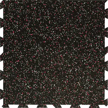 Rohožka Černo-bílo-červená gumová podlahová deska (puzzle - okraj) FLOMA FitFlo SF1050 - délka 100 cm, šířka 100 cm, výška 0,8 cm