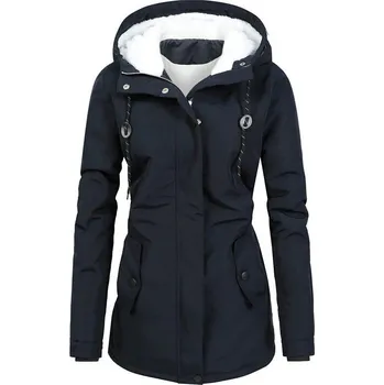 Dámská parka Dámská zimní parka s kožíškem uvnitř Barva: Tmavě Modrá, Velikost: L