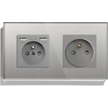 Elektrická zásuvka Elektrická Zásuvka USB nástěnná BSEED šedá