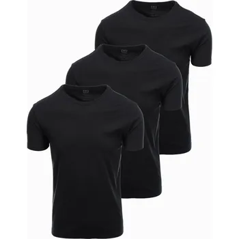 Pánské bavlněné tričko BASIC s kulatým výstřihem - 3x černé V9 OM-TSBS-0232 - L