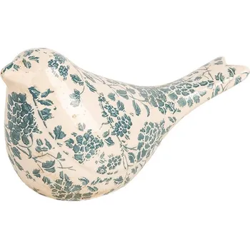 Keramická dekorace ptáček se zelenými květy Tien French M - 22*9*12 cm