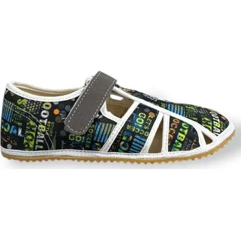 Chlapecké bačkory Dětské barefoot bačkory Jonap - Černý fotbal - 24/