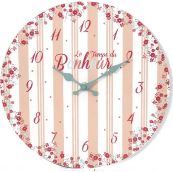 Hodiny Dřevěné nástěnné hodiny Proužky Květiny
