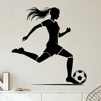 Samolepící dekorace Živá Zeď Samolepka na zeď Fotbalistka Barva: černá