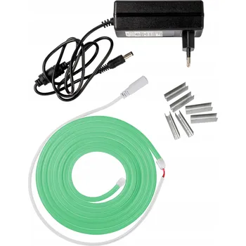 LED osvětlení NEON LED FLEX voděodolný flexibilní set se zdrojem zelený 3m