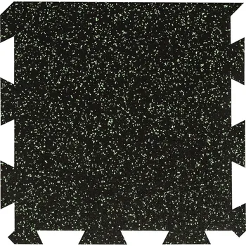 Venkovní dlažba Černo-zelená gumová modulová puzzle dlažba (okraj) FLOMA FitFlo SF1050 - 50 x 50 x 0,8 cm