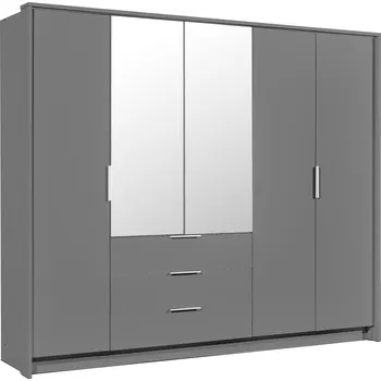 Šatní skříň Šatní skříň Togo 255 Barva korpusu: Grafit/zrcadlo, Rozměry: 255 cm