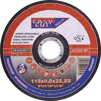 Řezný kotouč GRANDINETTI Kotouč řezný na nerez/ocel AX60S | 115x0,8x22,2 mm