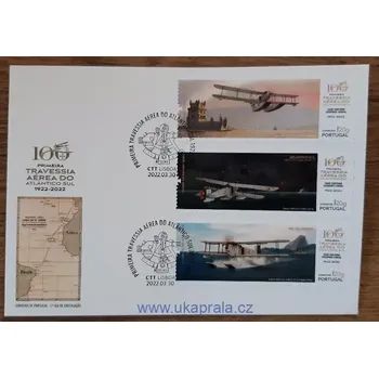 Sběratelství Portugalsko FDC 4786/8 100. výročí přeletu jižního Atlantiku, r. 2022