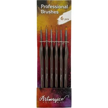 Umělecký štětec Artmagico Štětce kulaté a ploché na detaily vel.4/0, 2/0, 0, 3/0 (6ks)