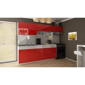 Kuchyňská linka Kuchyňská linka SAMANTA 240/180 - Červený + bílý lesk