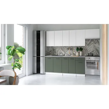 Kuchyňská skříňka Kuchyňská linka ALIMOS 240cm Bílá + olive