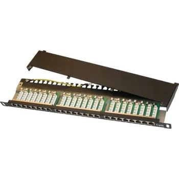 Patch panel XtendLan Patch panel 19", 0.5U, 24 portů RJ-45, Cat6, stíněný, černý XL-PP19-24C6S-U