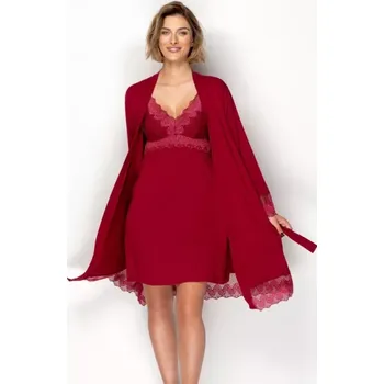 Dámské noční prádlo 310849/37 - dámský župan Timo, M, vínová