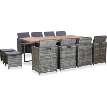 Zahradní sestava ZBXL 13dílný zahradní jídelní set polyratan a akácie antracitový