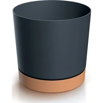Prosperplast Květináč TUBO PM antracit s miskou naturo 23,9cm x 23,9cm x 23,1cm