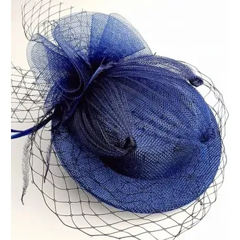 Ozdoba do vlasů Fascinátor - společenský klobouček a pineta 2v1 - modrá