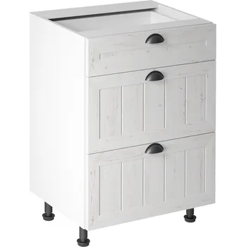 Nábytek Spodní skříňka se třemi šuplíky D60S3, bílá / sosna andersen, PROVANCE