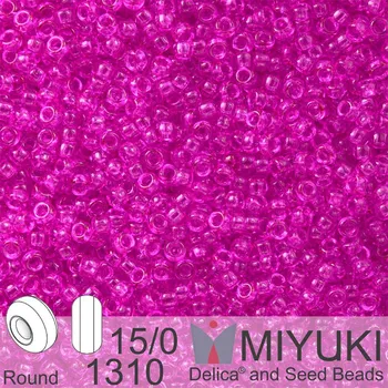 Korálek Korálky Miyuki Round 15/0. Barva 1310 Dyed Tr Fuchsia. Balení 5g