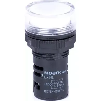 Noark 105418 Ex9IL Ex9IL 1R w 12V AC/DC Signálka s plochou hlavicí, rezistivní, bílá, 12VAC/DC (Ex9IL 1R w 12V AC/DC)